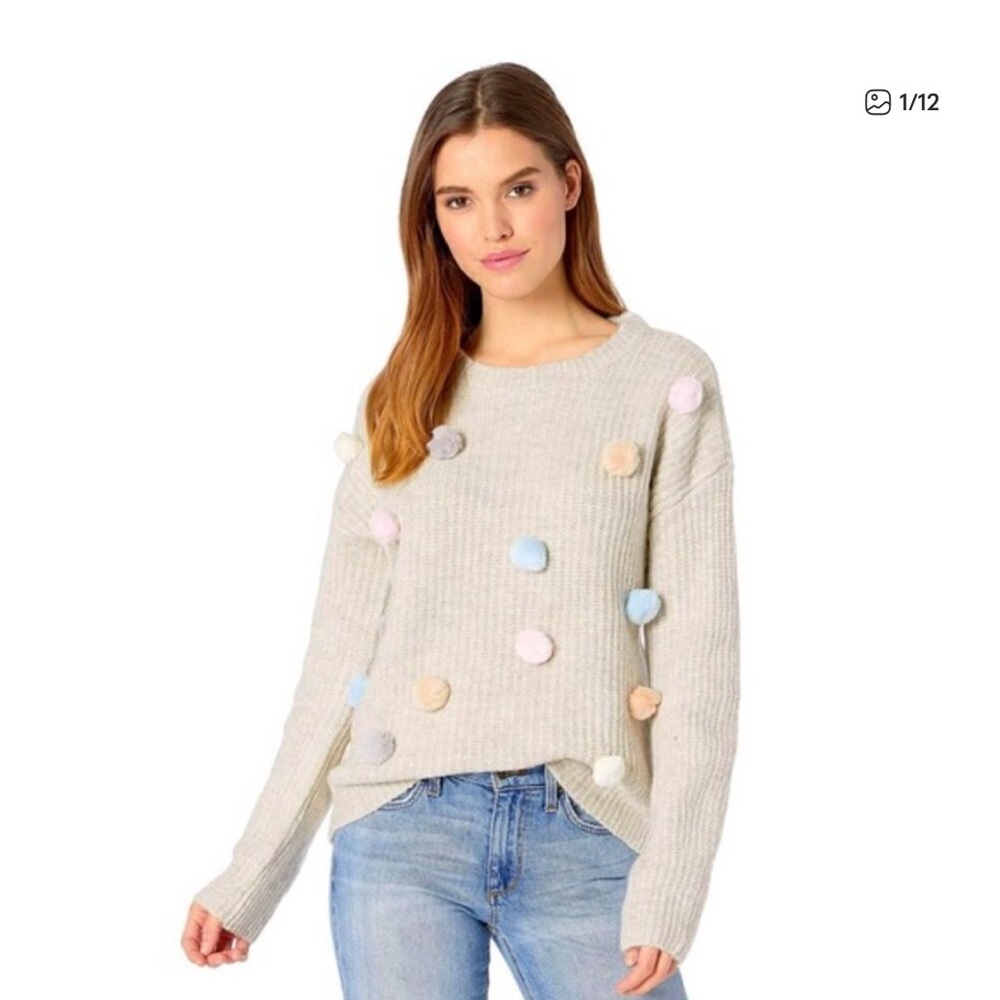 Romeo & Juliet Couture Cream Sweater with Pastel Accents